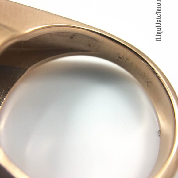 NWOT 18K Rose Gold Blue Topaz & Diamond Ring (Men or Women). - Picture 5 of 11